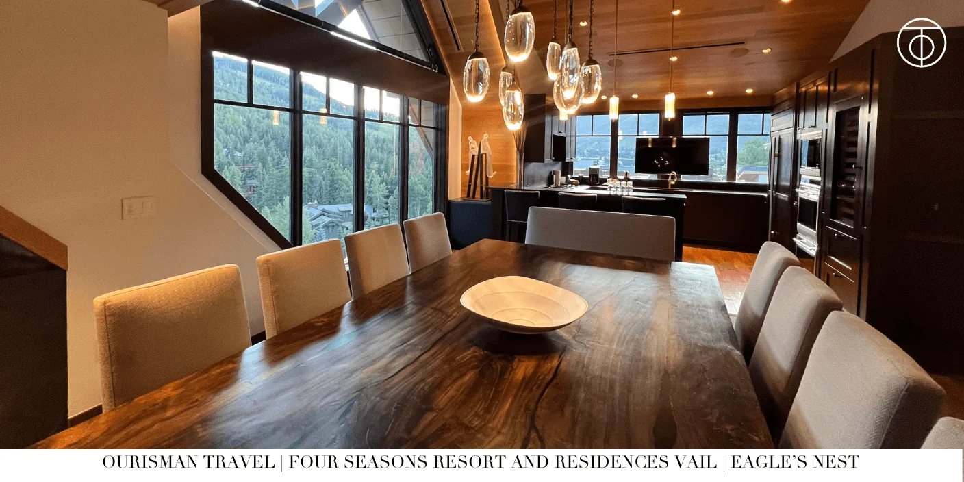 Dining area with alpine views at Eagles Nest Residence