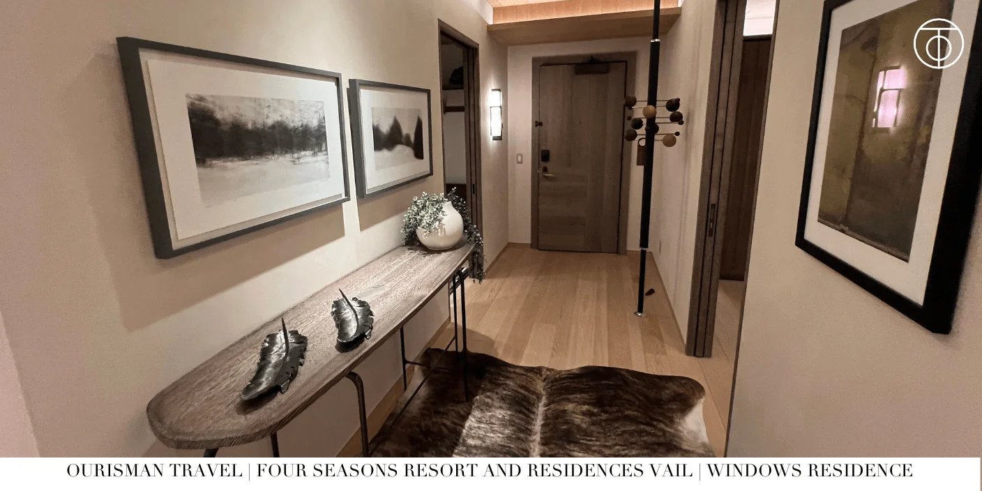 Windows Private Residence grand entryway with alpine wood detailing at Four Seasons Vail