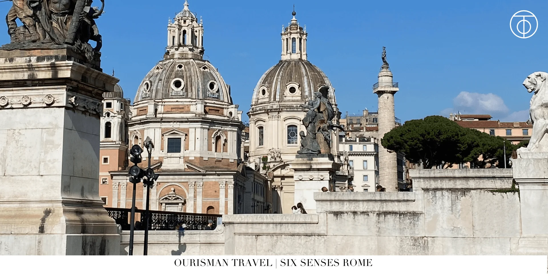 Church domes in Rome with historic architecture and city skyline