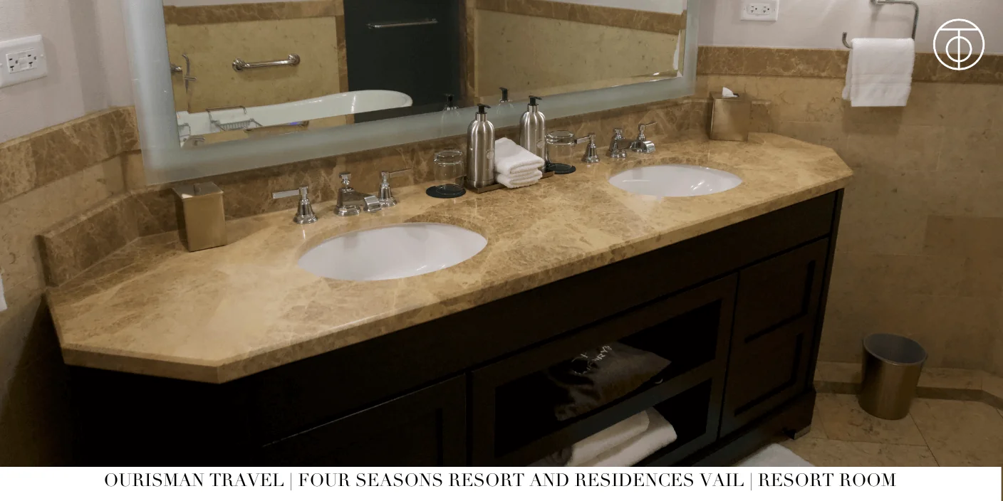 Marble bathroom with double vanity at Four Seasons Vail