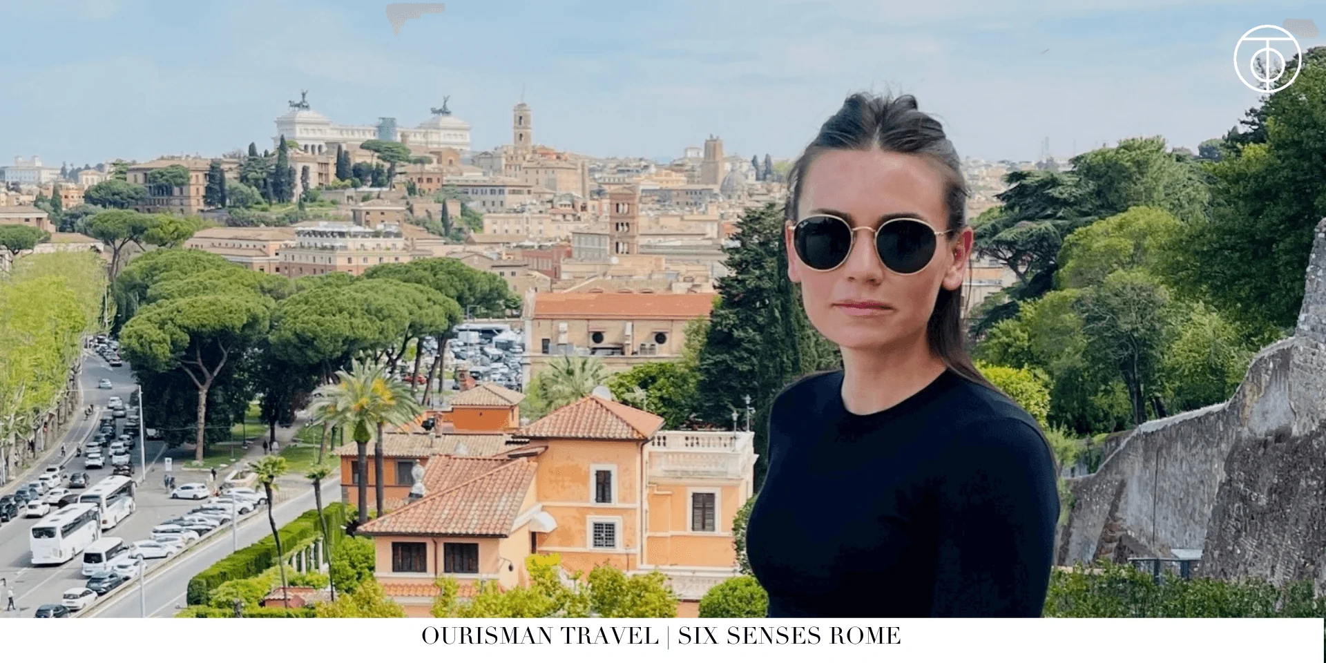 View over Rome from Six Senses Rome with Meg from Team O in the foreground