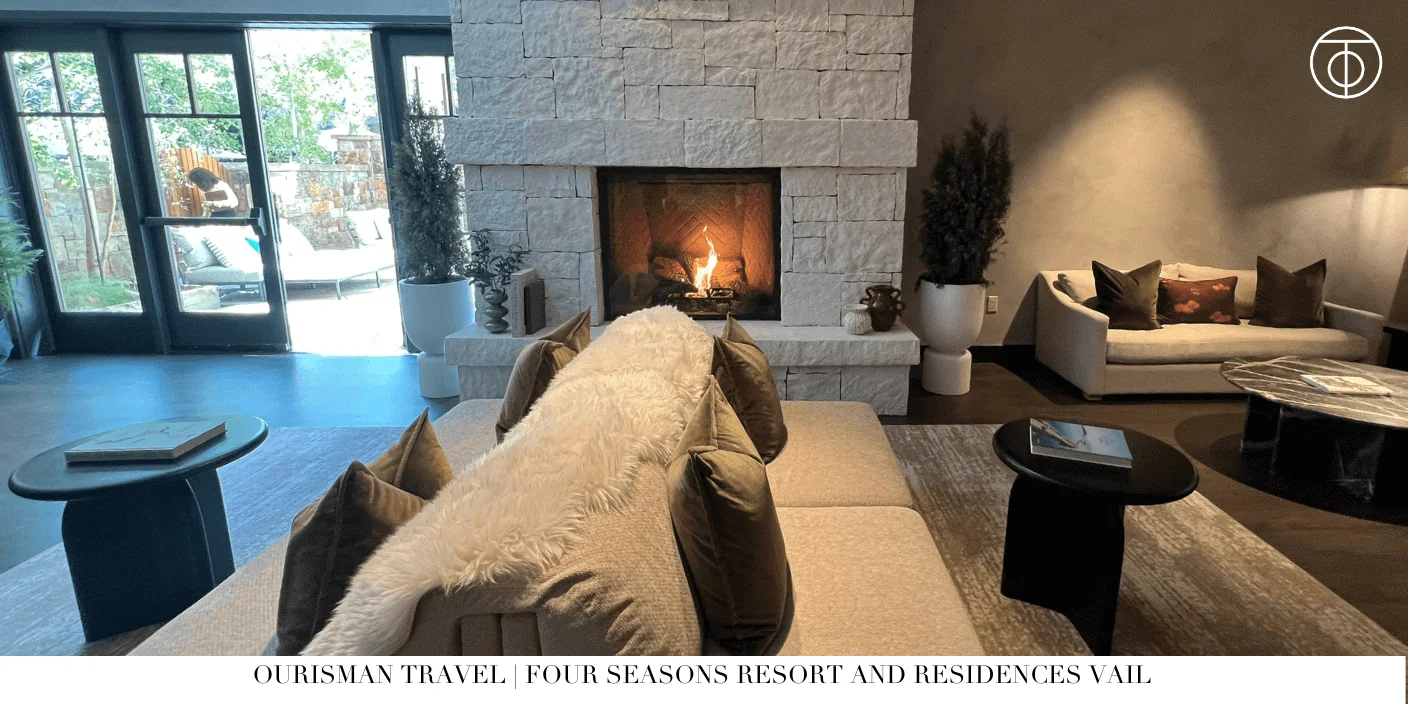 Spa lounge with fireplace at Four Seasons Vail