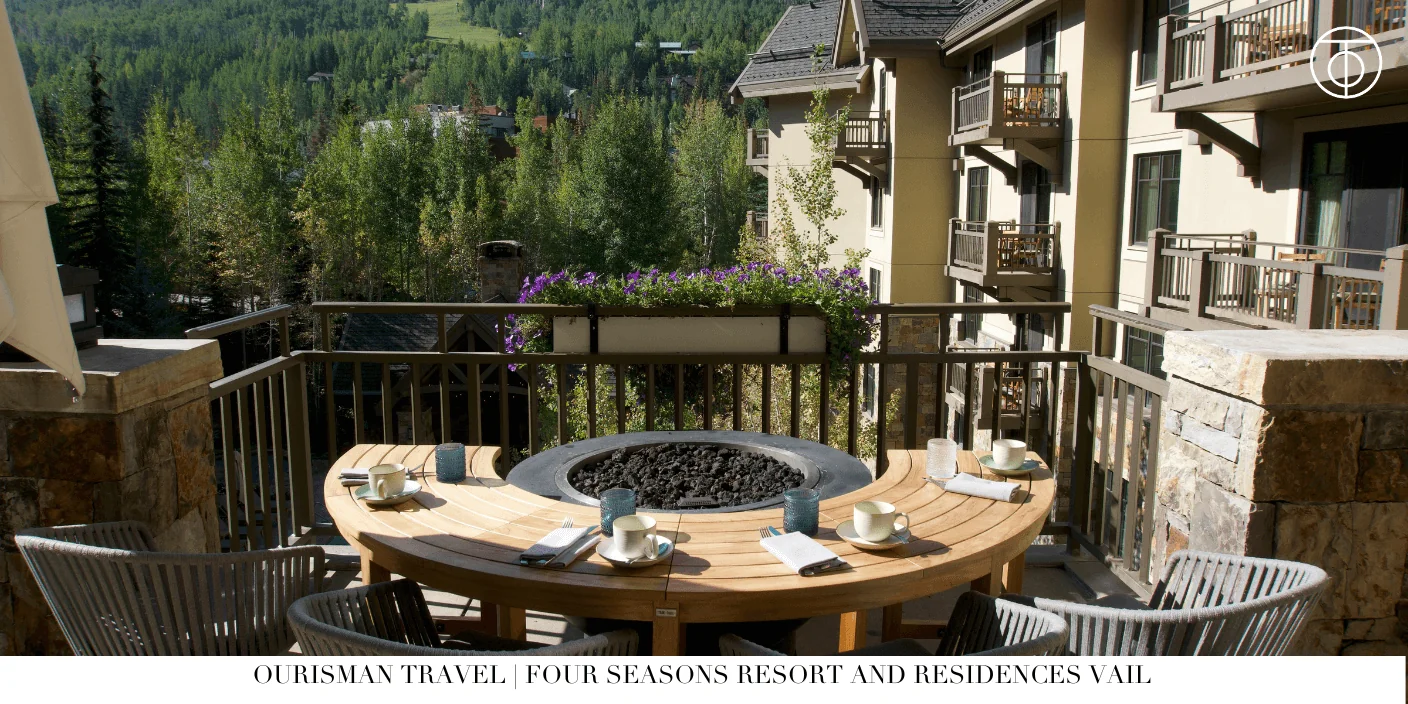 Cozy lounge area outside Four Seasons Vail lobby