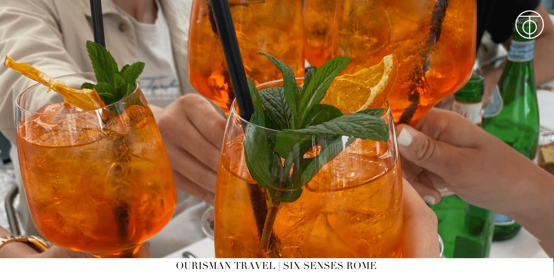 aperol spritz at NOTOS rooftop bar at Six Senses Rome