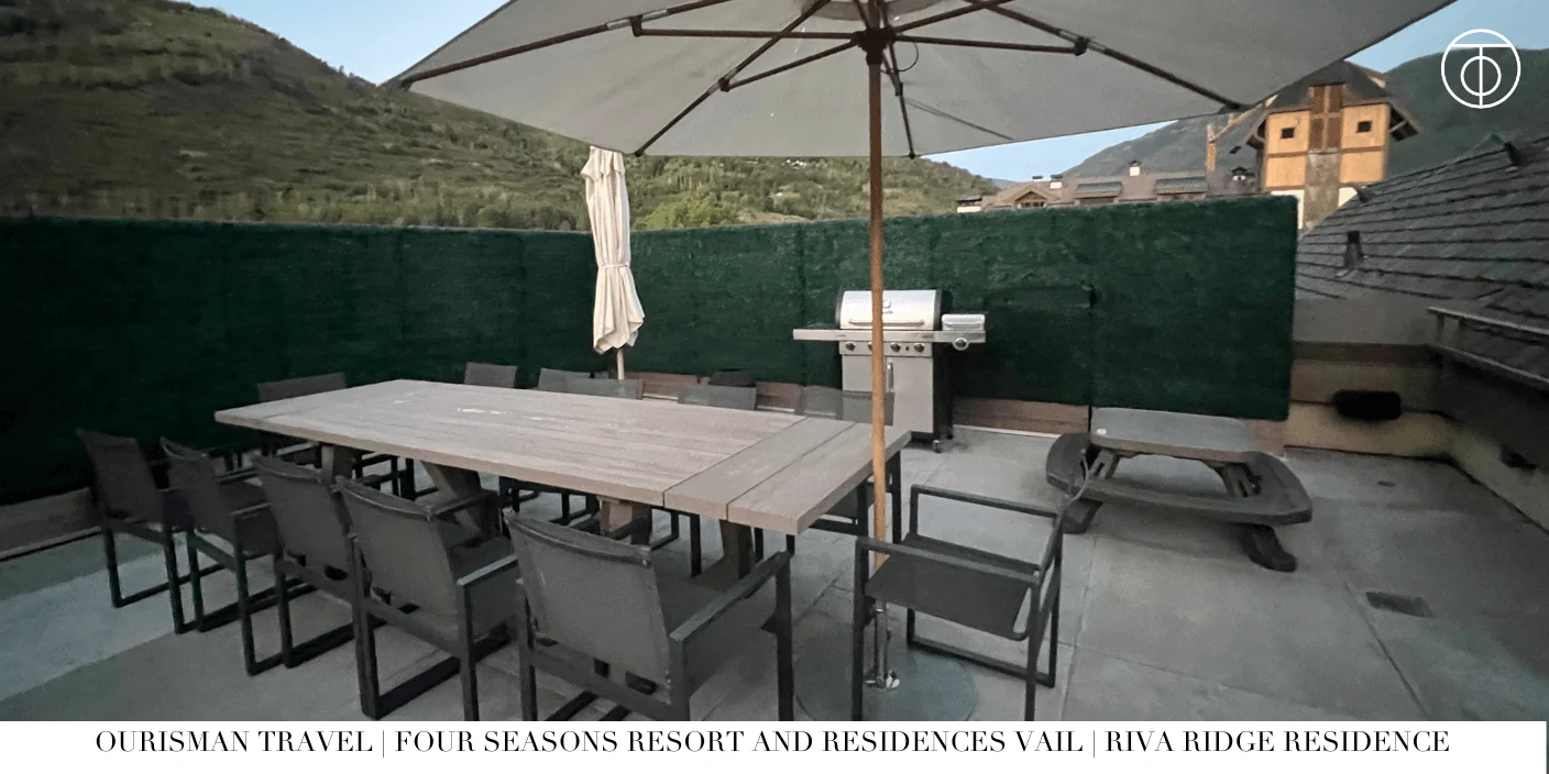 Private terrace at Riva Ridge Residence overlooking Vail