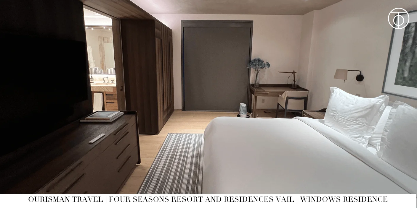 Windows Private Residence bedroom with stone fireplace