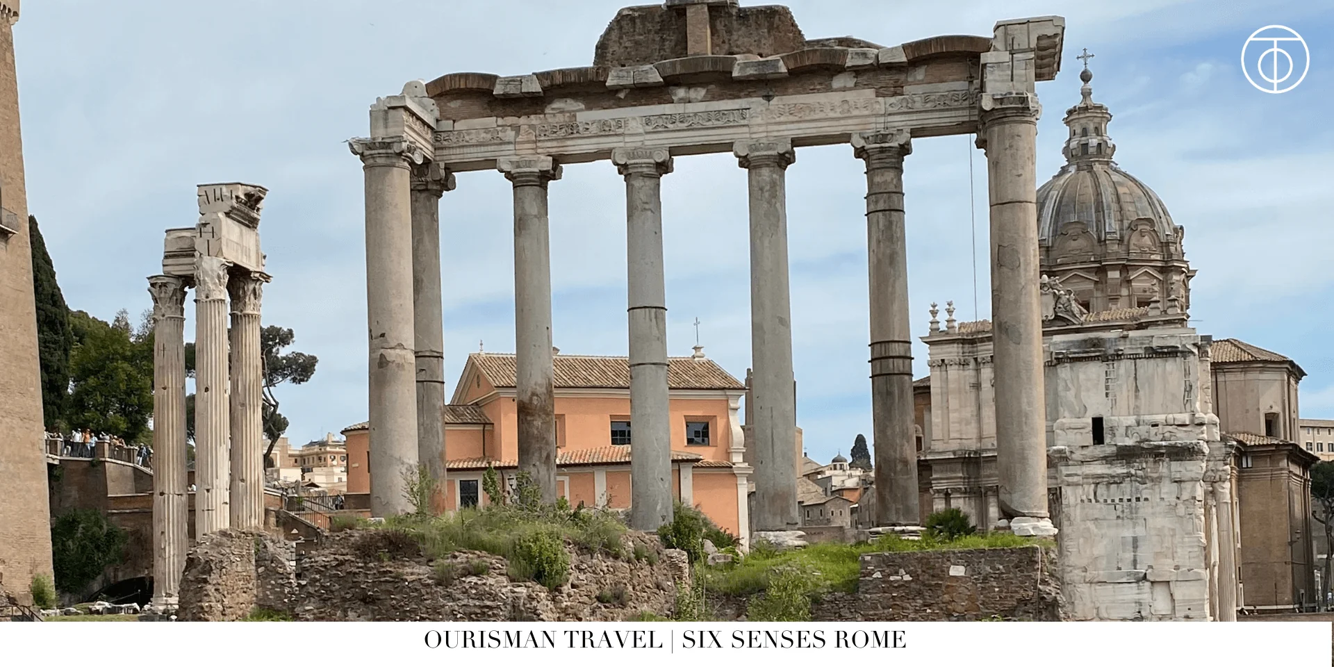 Ancient columns at the Roman Forum in Rome