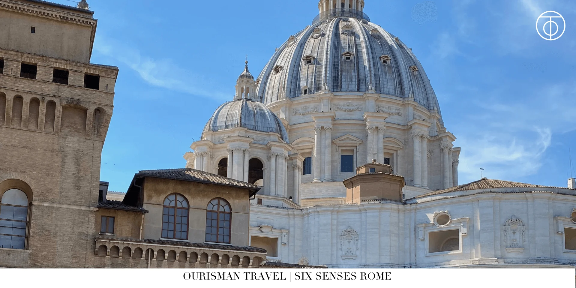 St Peter’s Basilica dome in Vatican City viewed from Rome