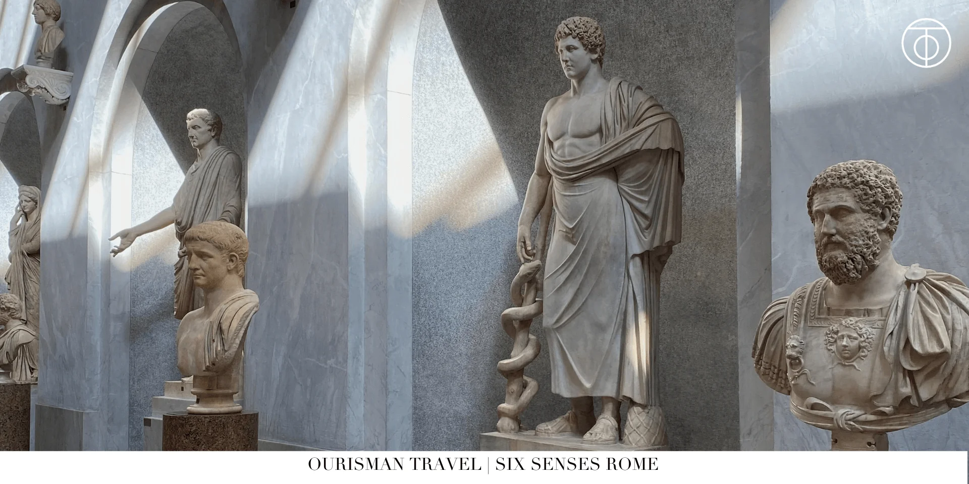 Classical Roman statue inside historic building in Rome