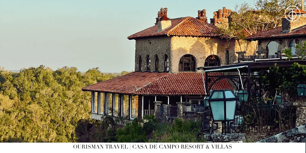 Stone buildings and red tile roofs at Altos de Chavón village at Casa de Campo Resort