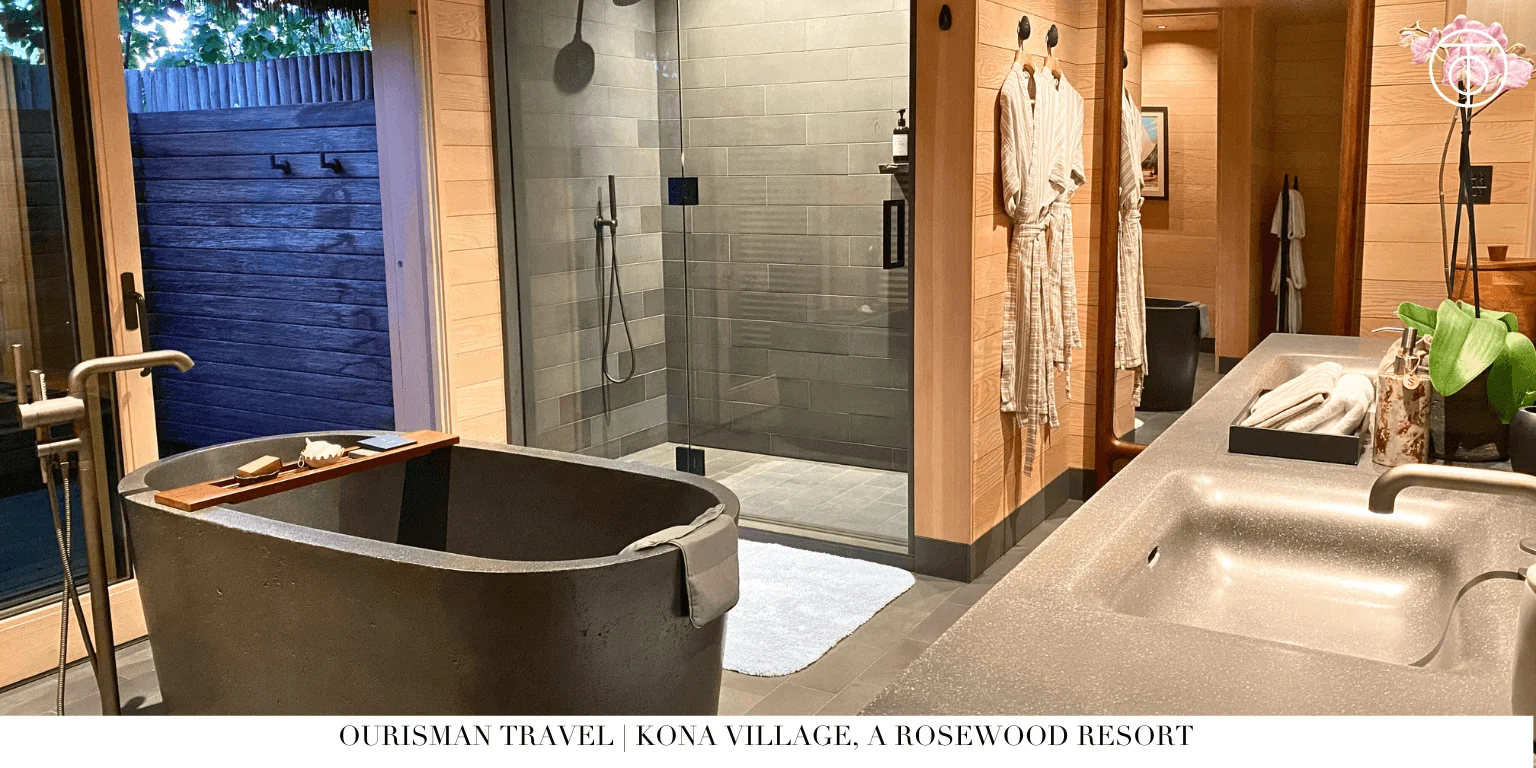 Kona Village Rosewood Resort bathroom with tub Hawaii