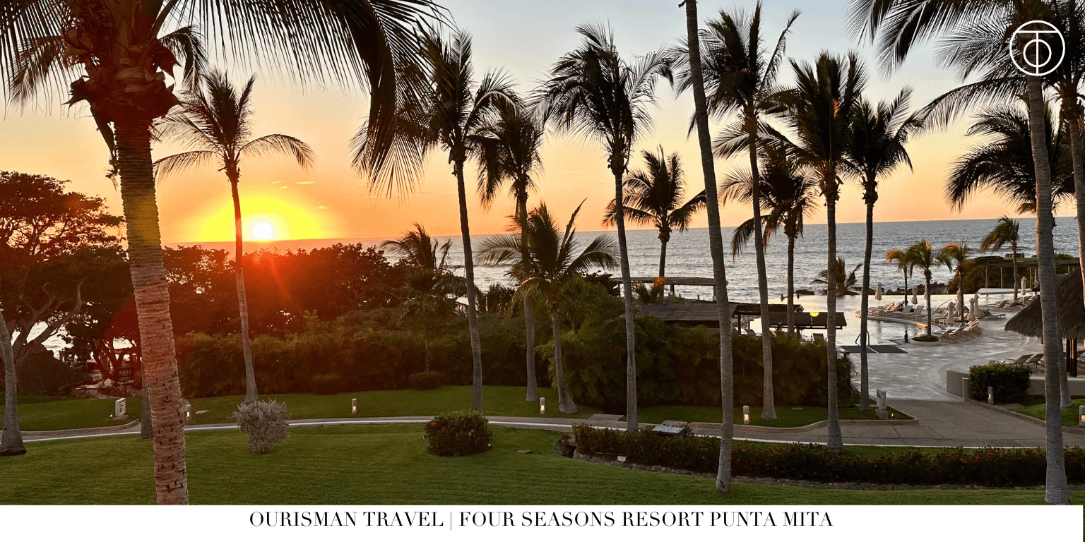 Four Seasons Punta Mita sunset with palm trees Mexico