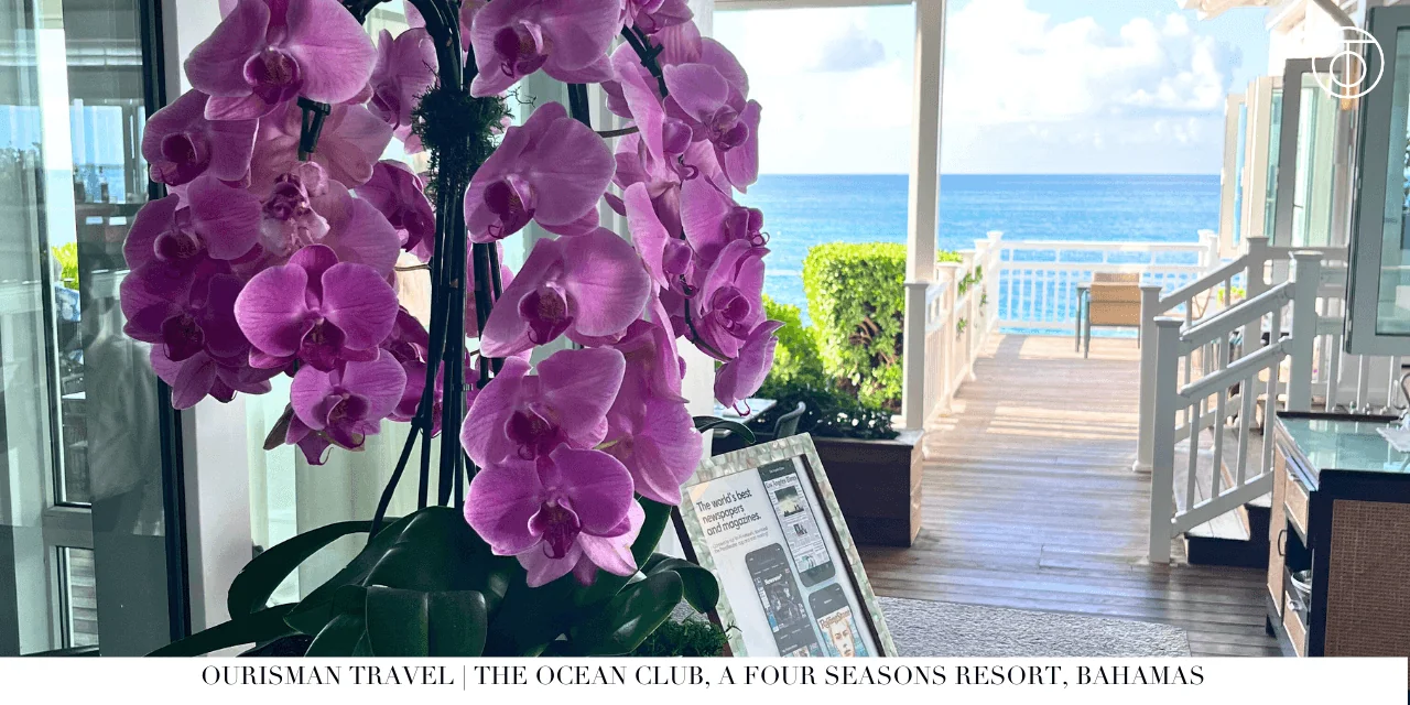 Four Seasons Ocean Club Bahamas orchid display and ocean view
