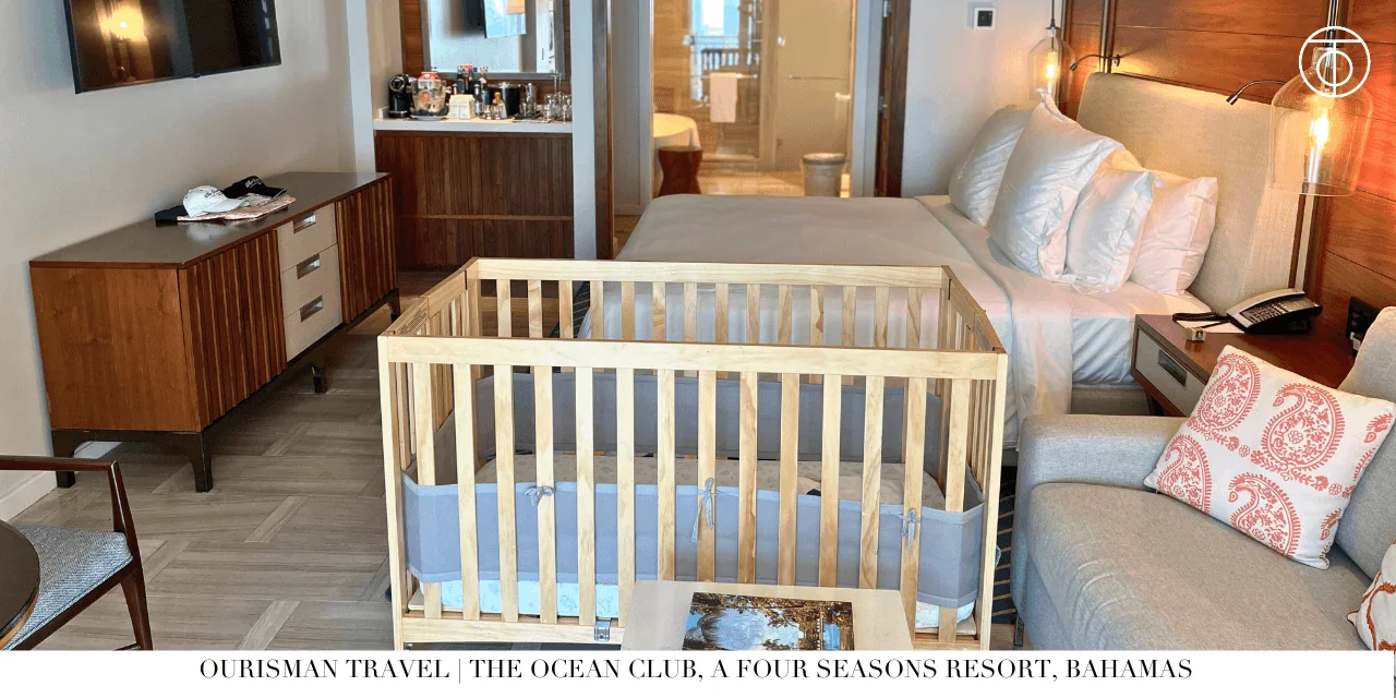 Four Seasons Ocean Club Bahamas crib in suite bedroom