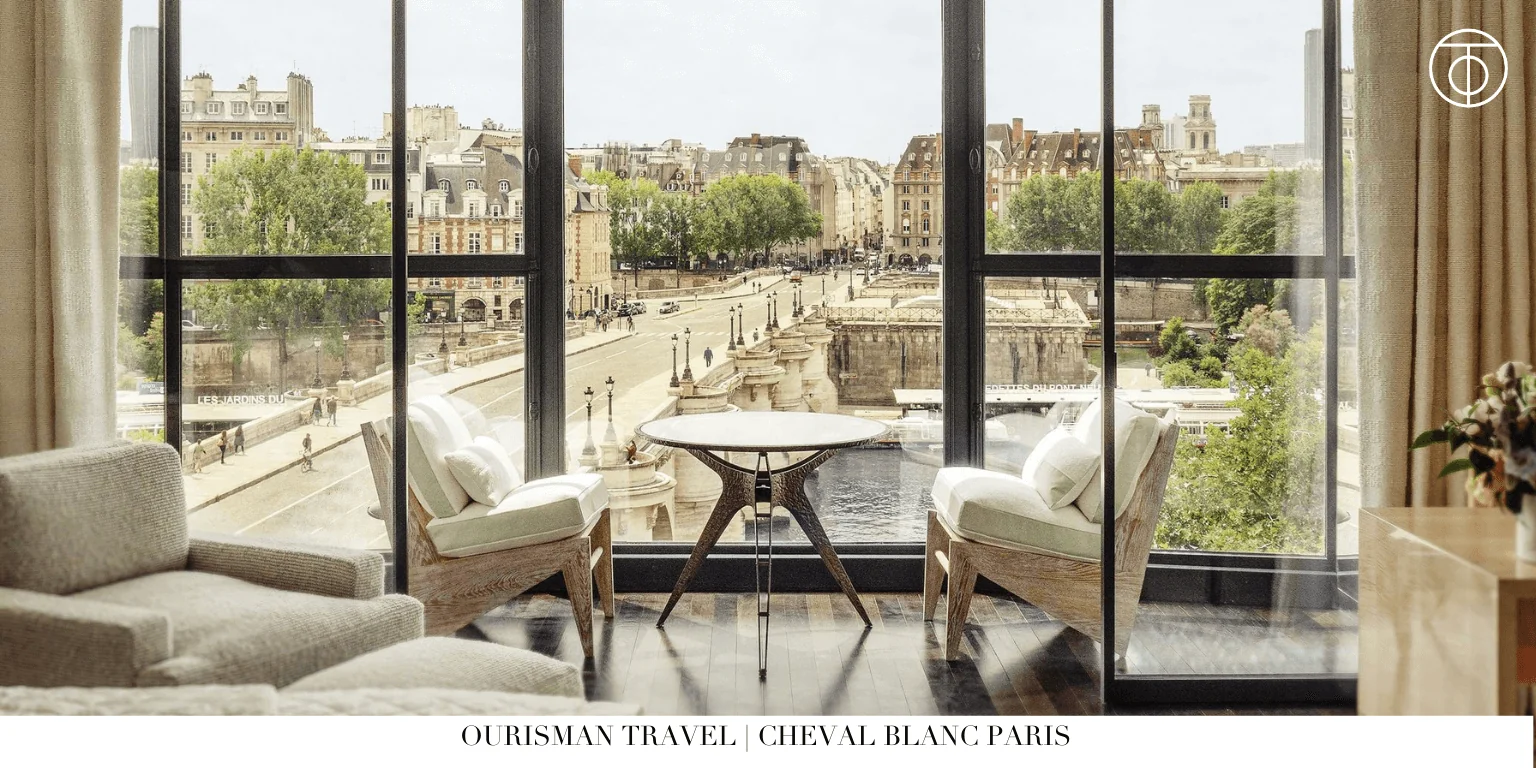 Cheval Blanc Paris living area with Seine view