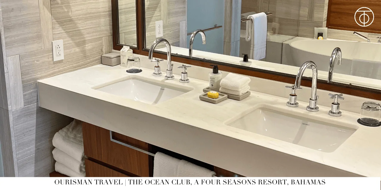 Four Seasons Ocean Club Bahamas double sink bathroom vanity