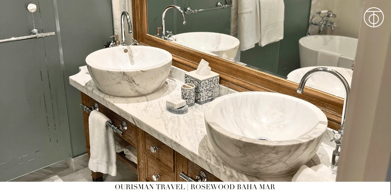 Rosewood Baha Mar Bahamas double sink vanity
