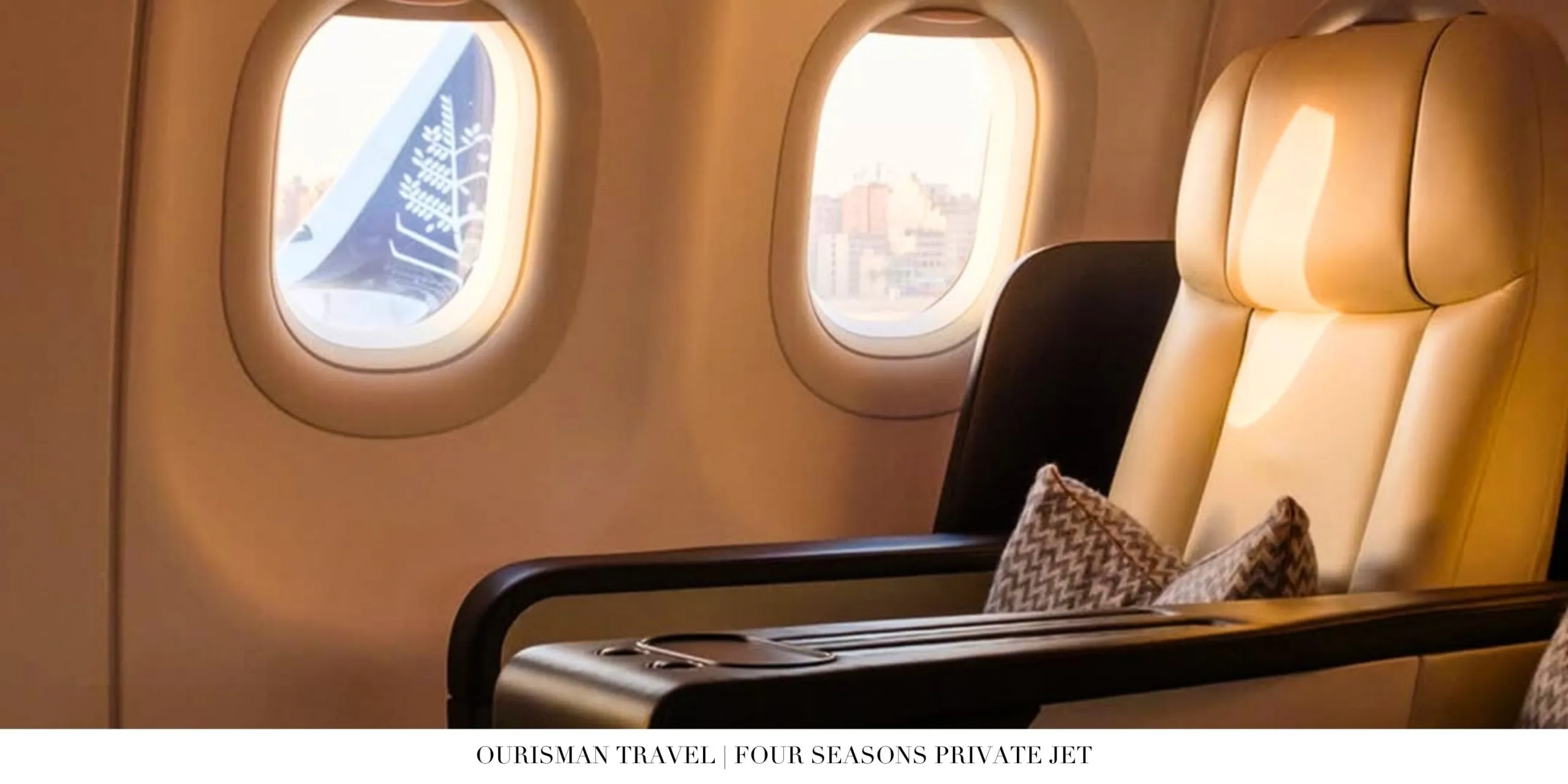 Four Seasons Private Jet cabin with 48 Italian leather lie-flat seats