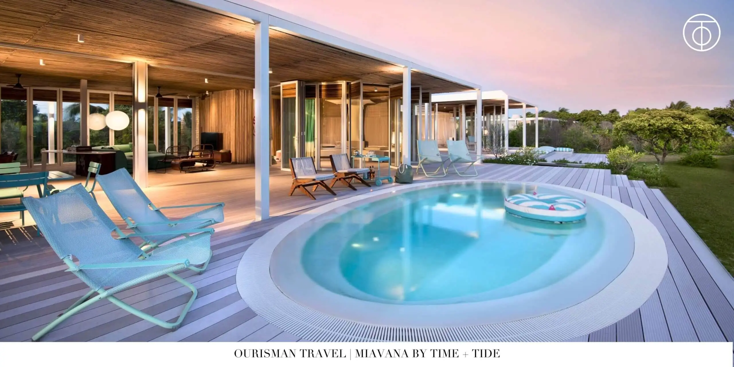 Infinity pool at Miavana Madagascar at sunset