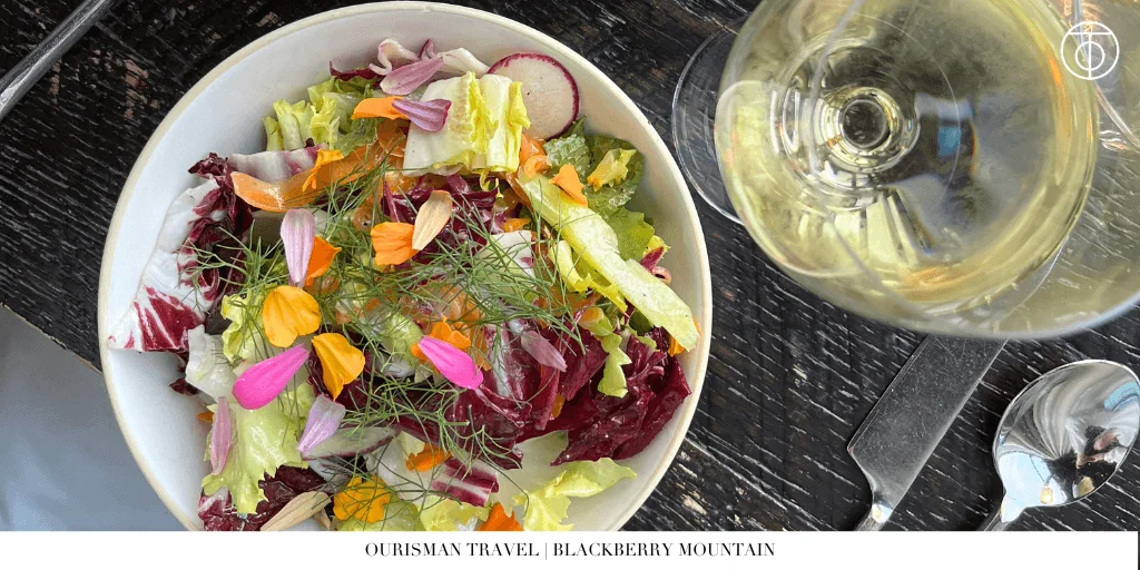 Fresh salad bowl at Blackberry Mountain Tennessee