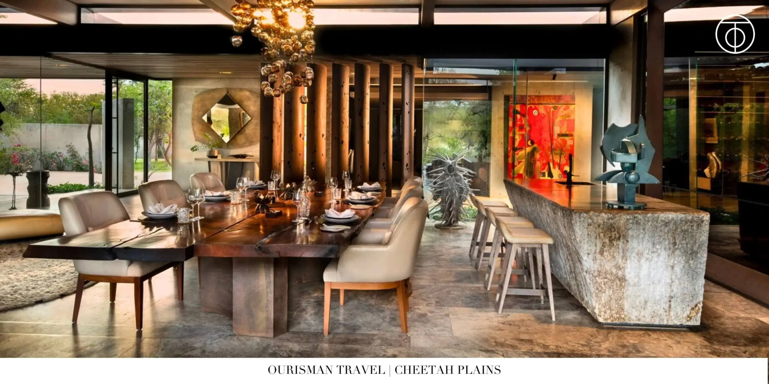 Dining room at Cheetah Plains safari lodge South Africa