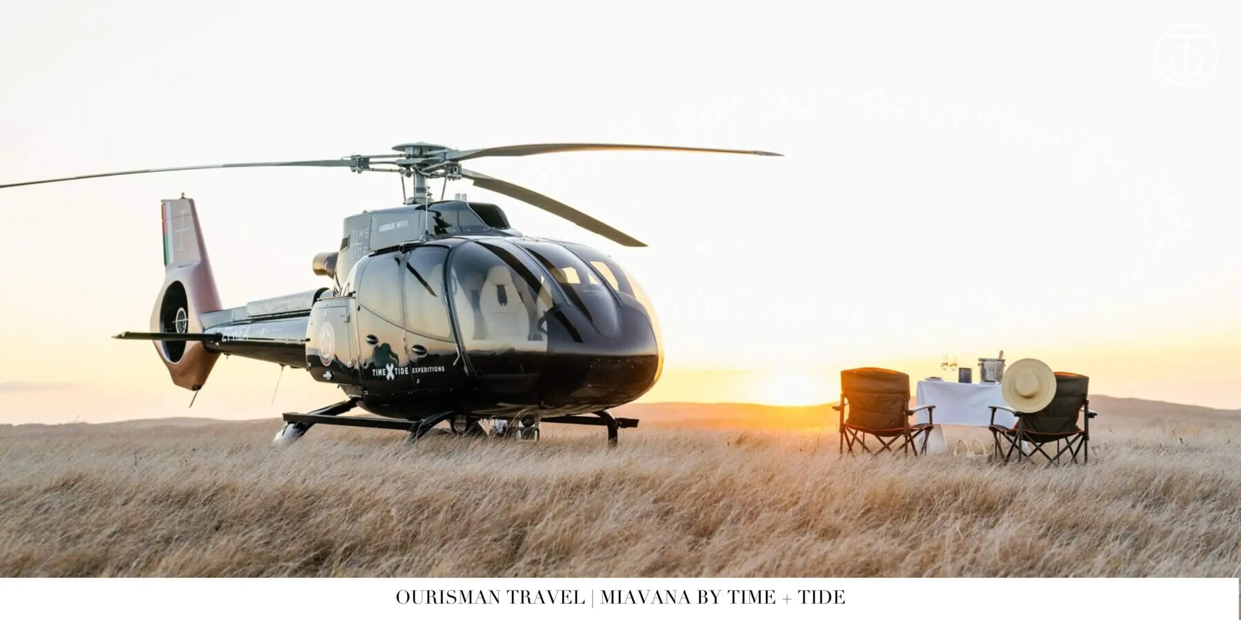 Helicopter on Miavana private island Madagascar