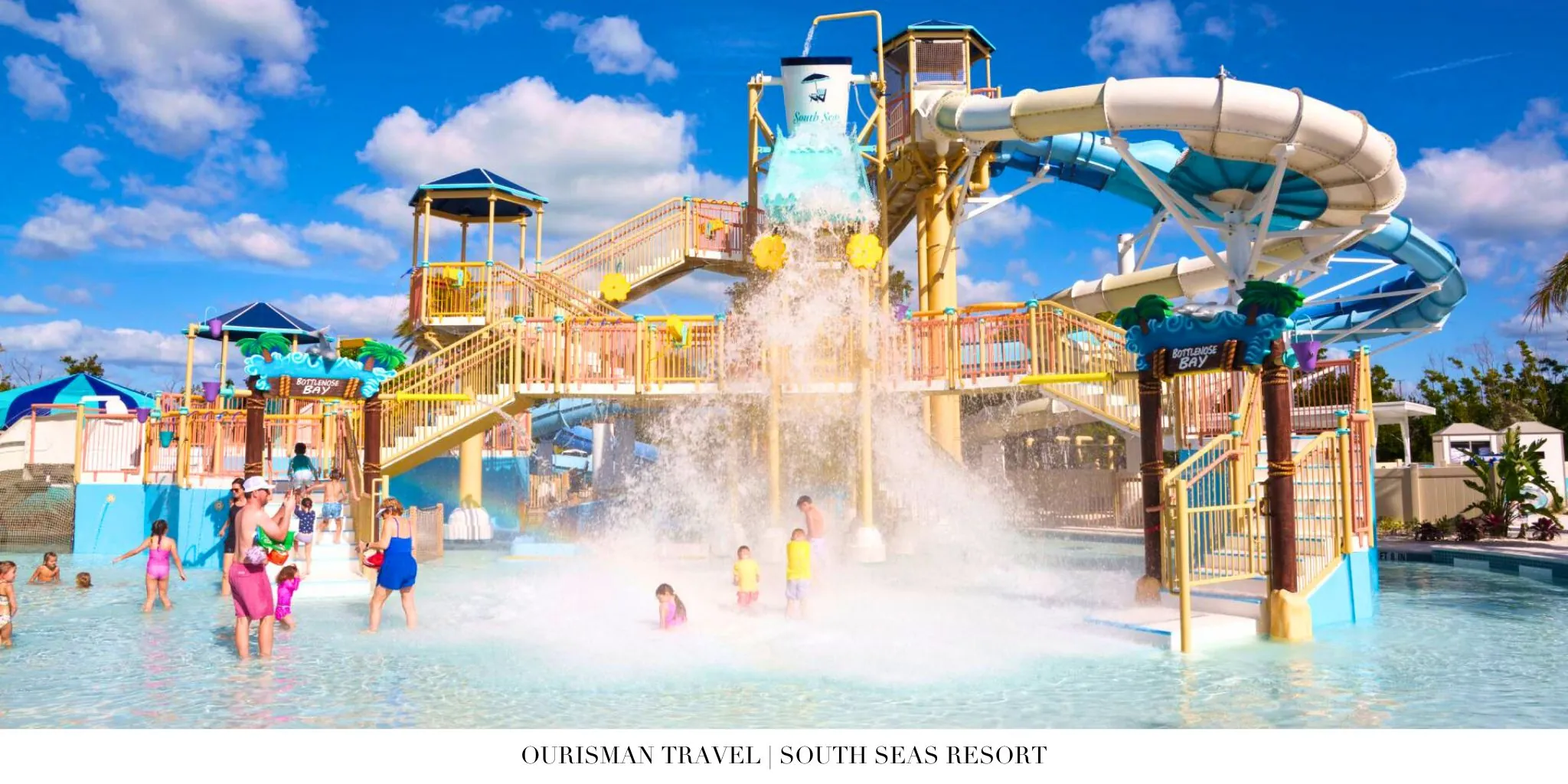 Children enjoying interactive splash features at Captiva Landing waterpark, South Seas Resort