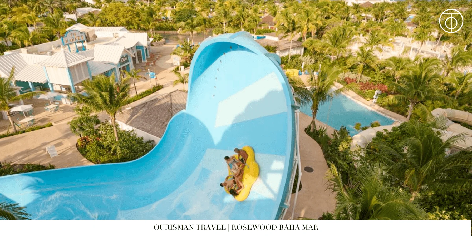 Raft ride on large drop slide at Baha Bay waterpark