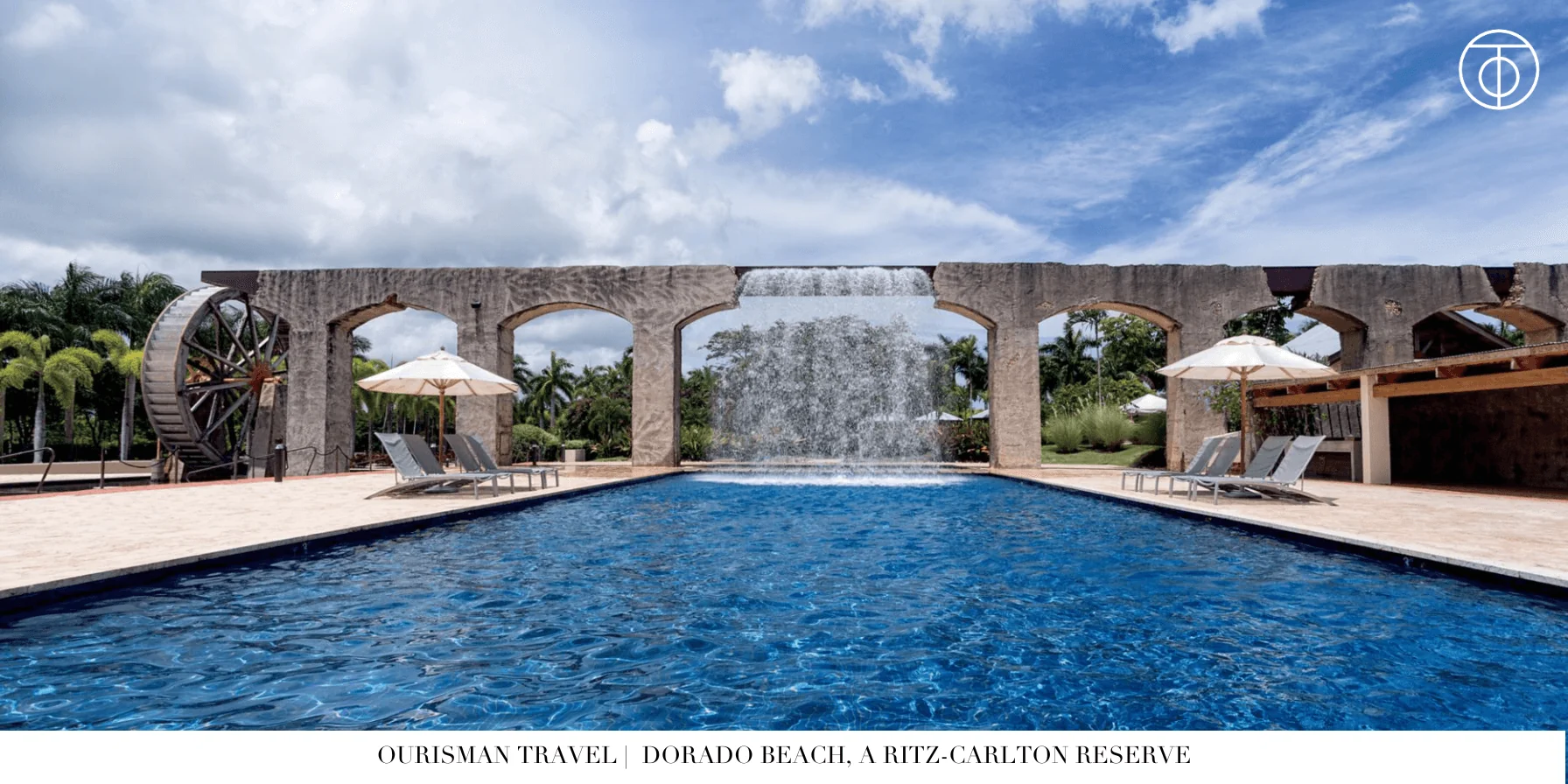 Waterfall pool at Dorado Beach Ritz-Carlton Reserve in Puerto Rico