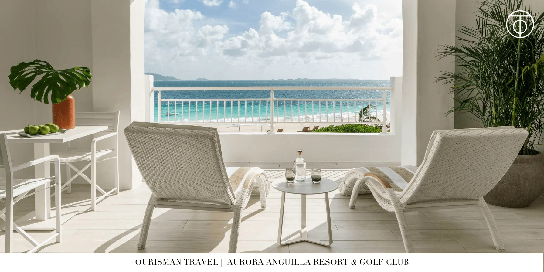 Private balcony with ocean view at Aurora Anguilla resort