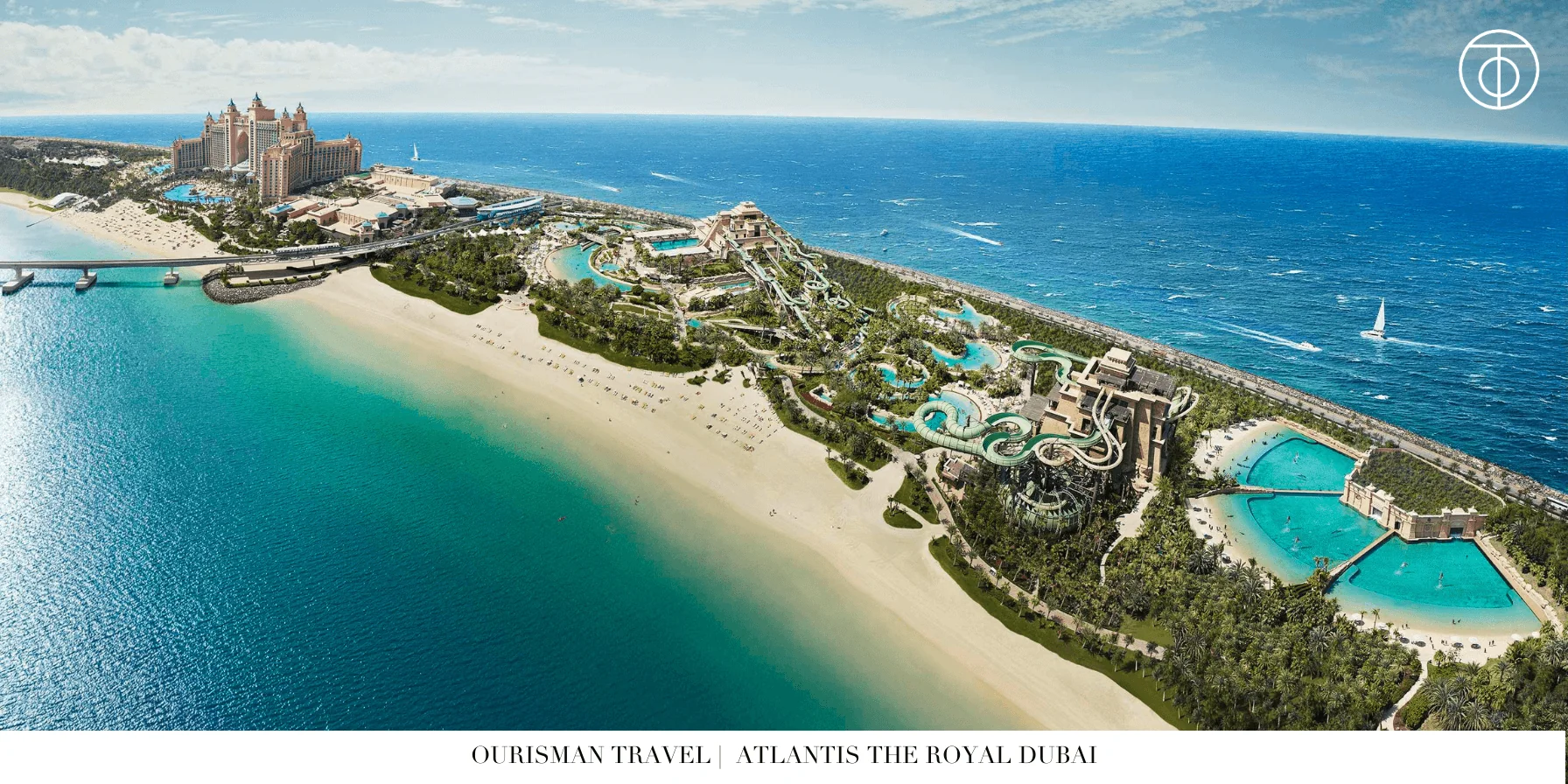 Aerial view of Aquaventure Waterpark at Atlantis Dubai