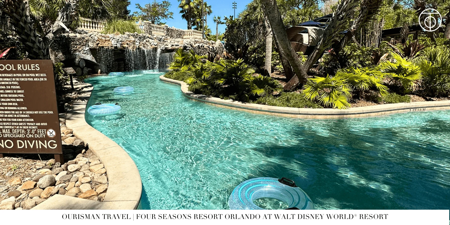 Explorer Island water park at Four Seasons Orlando with slides and waterfalls