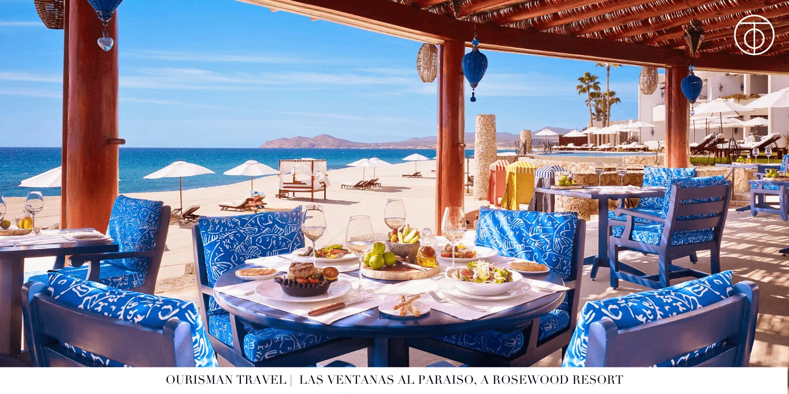 Oceanfront dining setup at Las Ventanas al Paraíso in Cabo