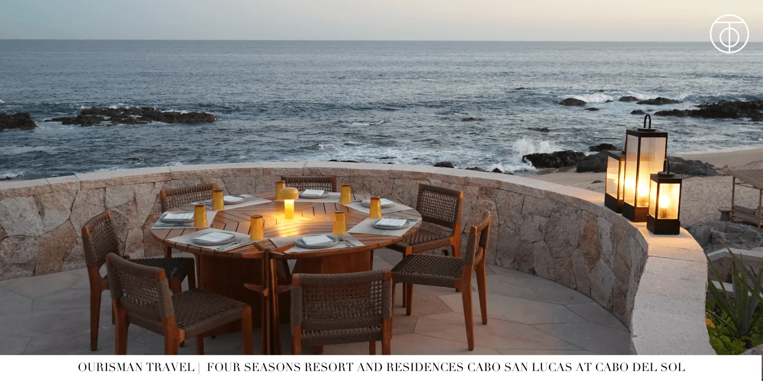 Restaurant terrace with ocean views at Four Seasons Cabo Del Sol