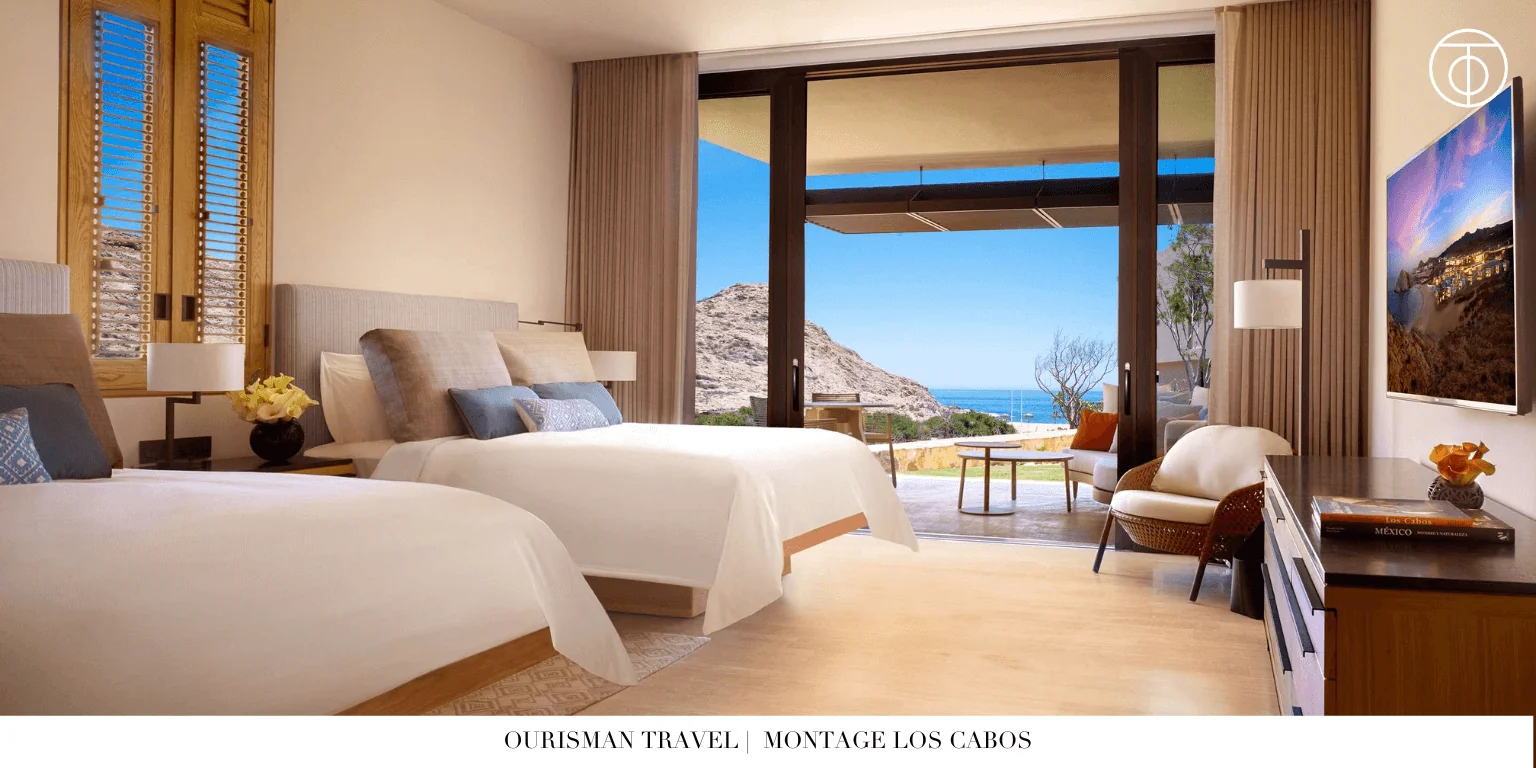 Guest room with ocean view at Montage Los Cabos
