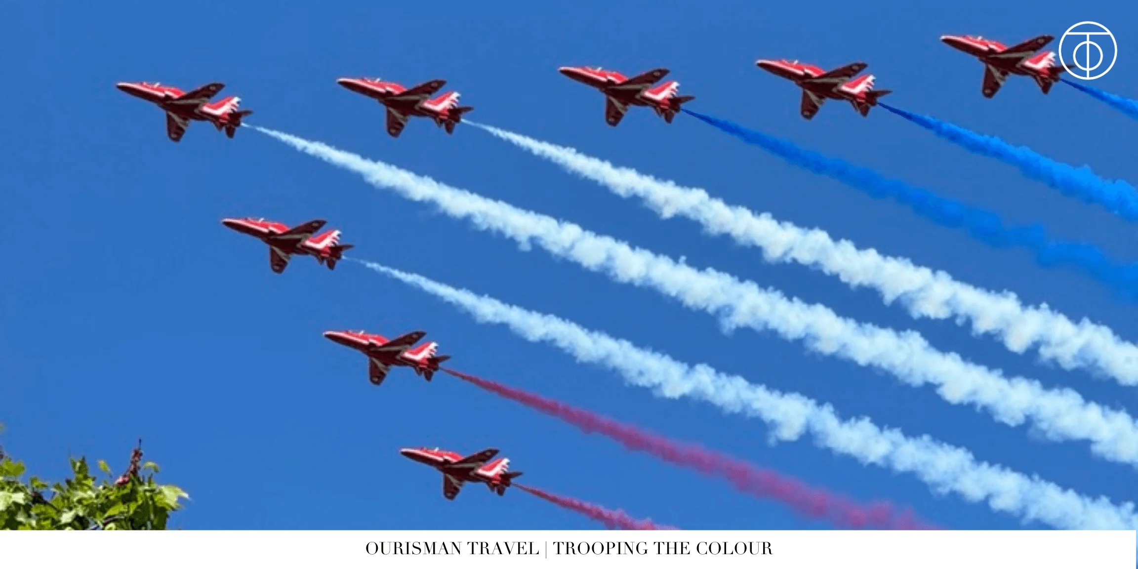RAF Red Arrows flyover at Trooping the Colour in London