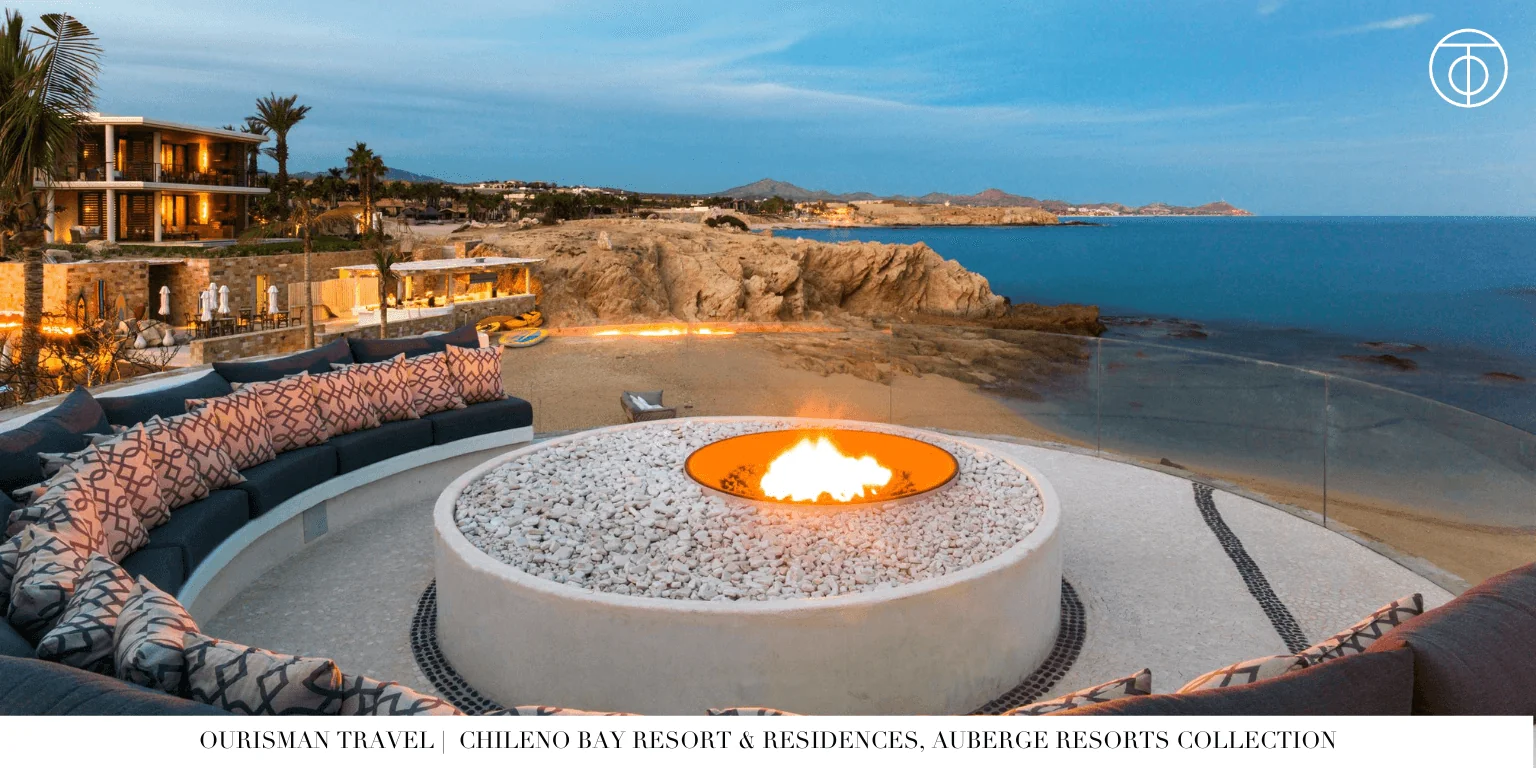 Firepit seating by the ocean at Chileno Bay Resort