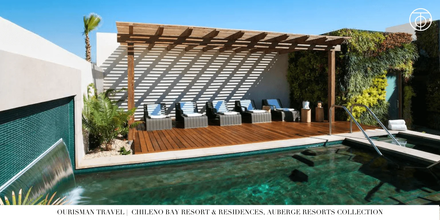 Poolside lounge seating at Chileno Bay Resort