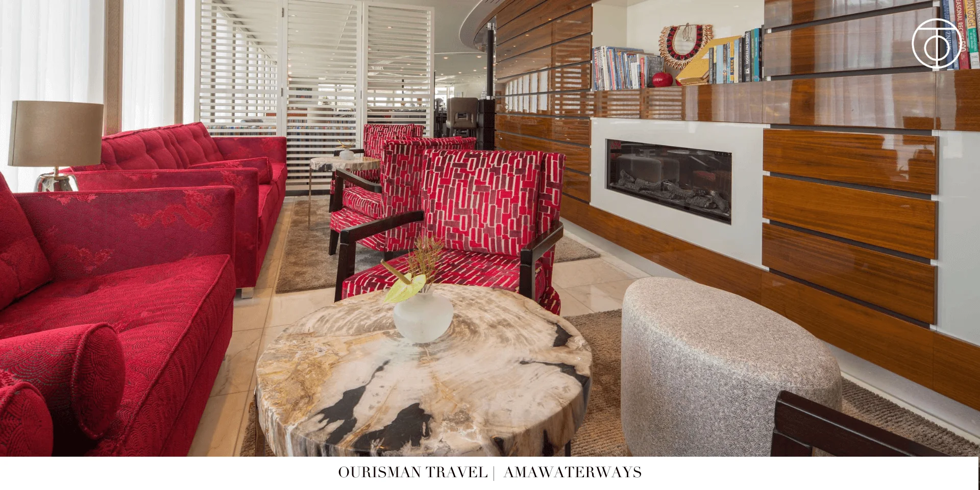 AmaWaterways river cruise lounge seating area inside the ship
