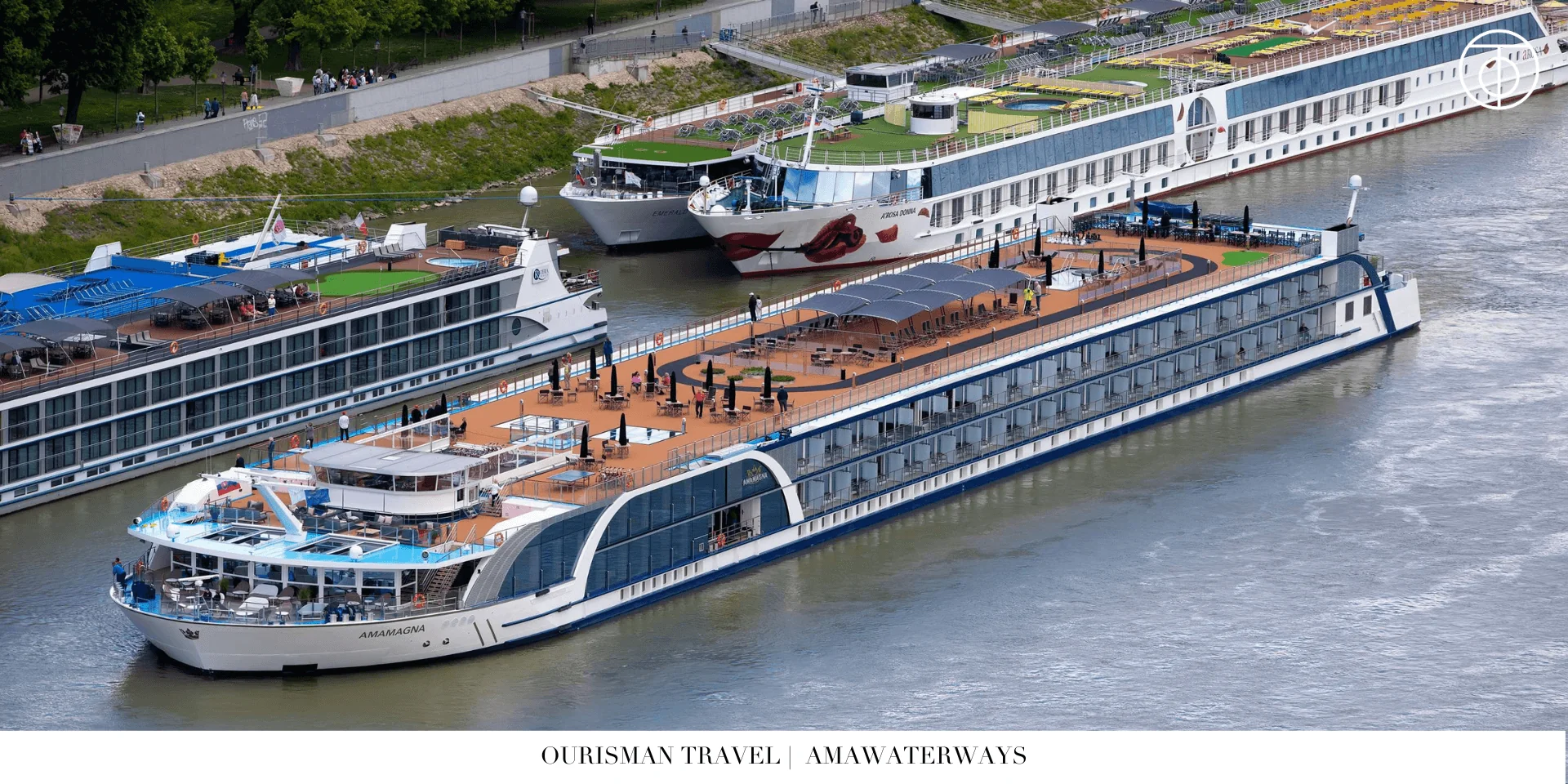 AmaWaterways river cruise sun deck with lounge seating and open river views