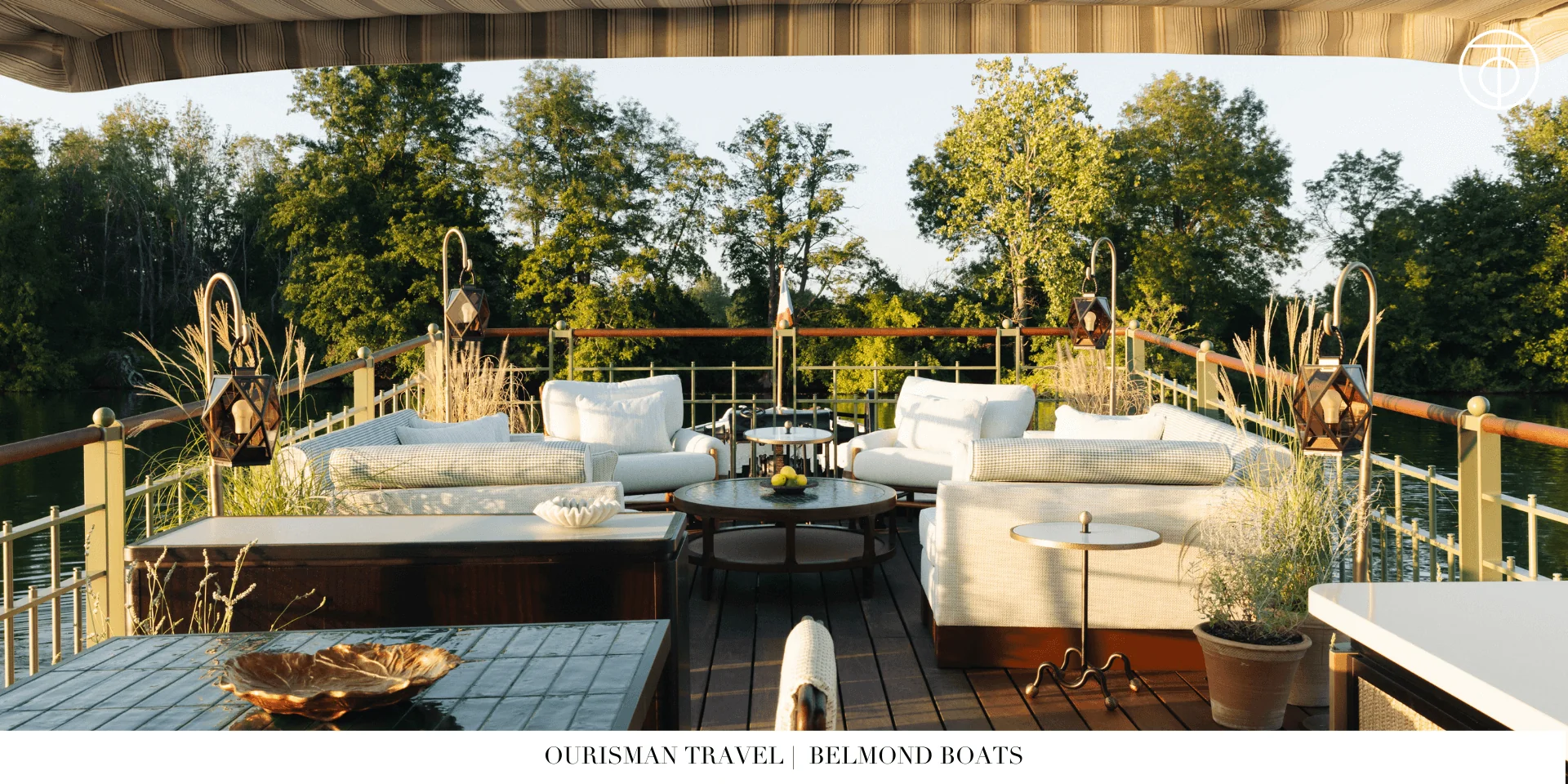 Outdoor dining area on a Belmond luxury barge