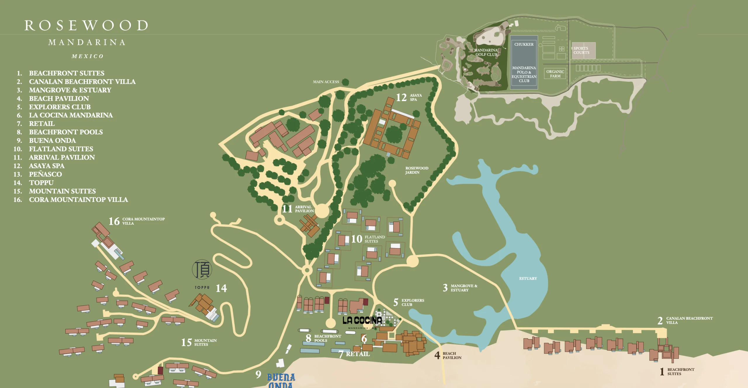 Resort map of Rosewood Mandarina
