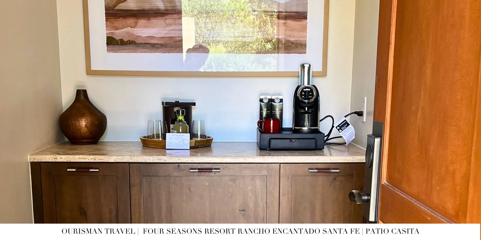 Four Seasons Santa Fe patio casita coffee station