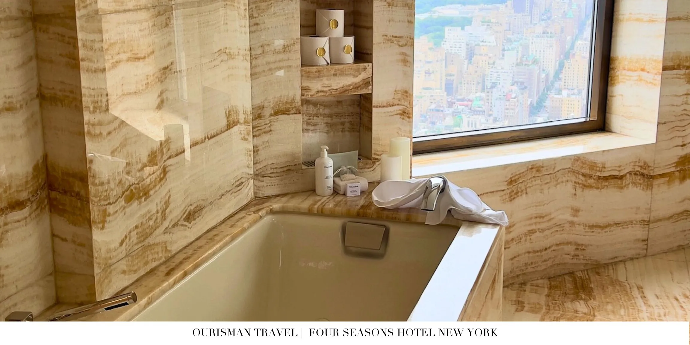 Four Seasons New York Marble Bathroom with Central Park Views