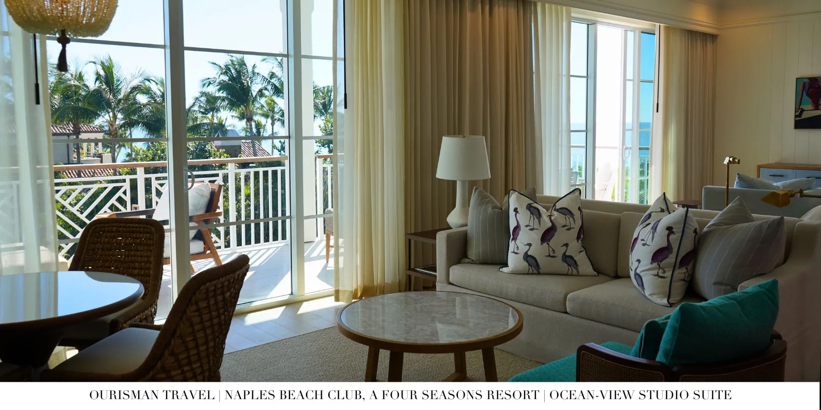 Living Room in the Ocean-View Studio Suite at Four Seasons Naples