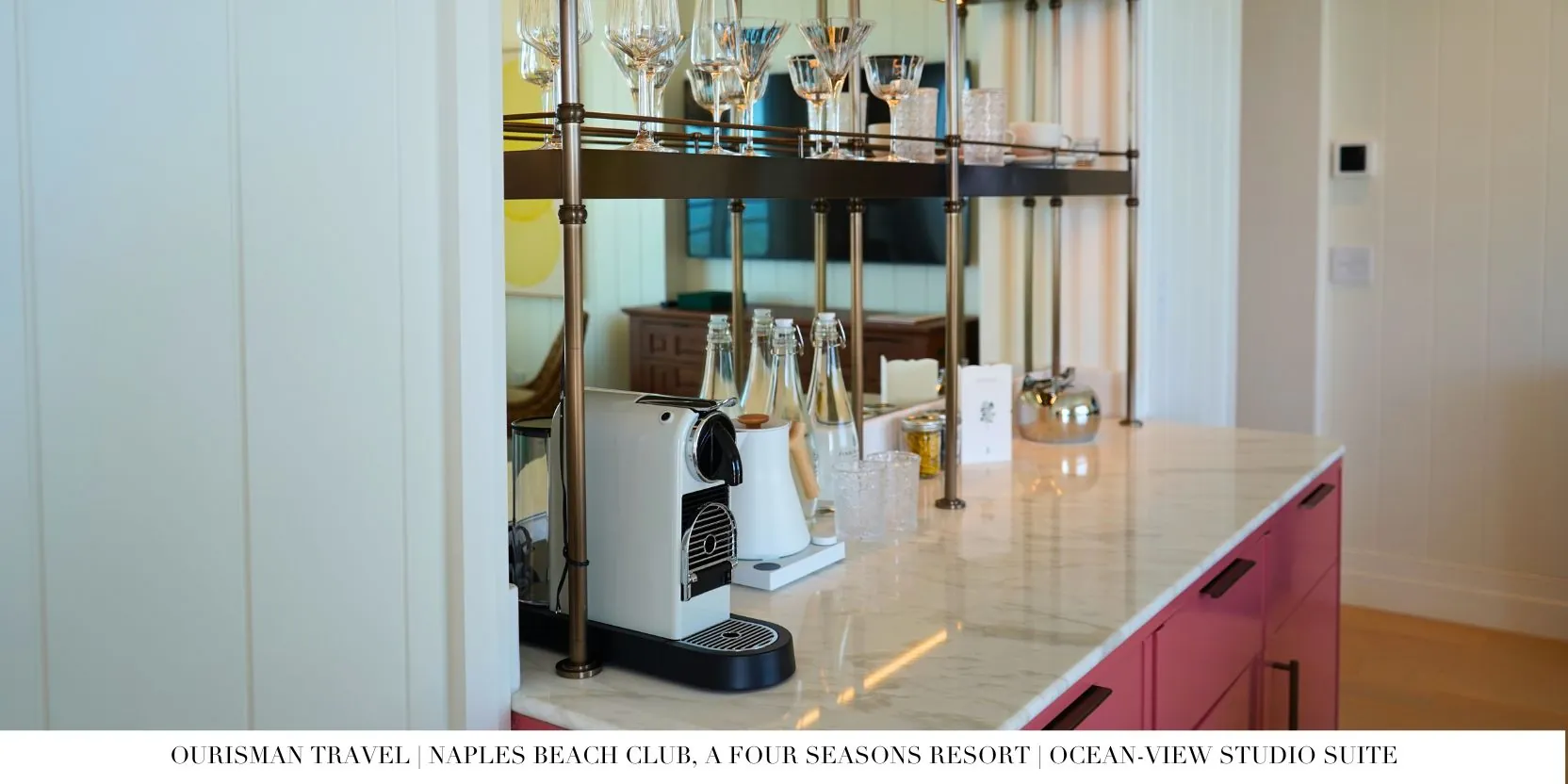Amenity Bar in the Ocean-View Studio Suite at Four Seasons Naples