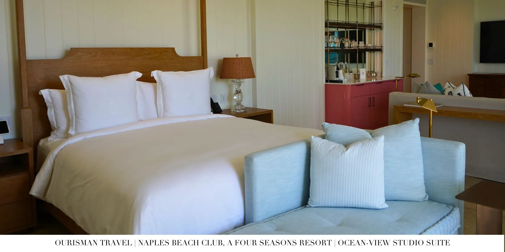 King Bed in the Ocean-View Studio Suite at Four Seasons Naples