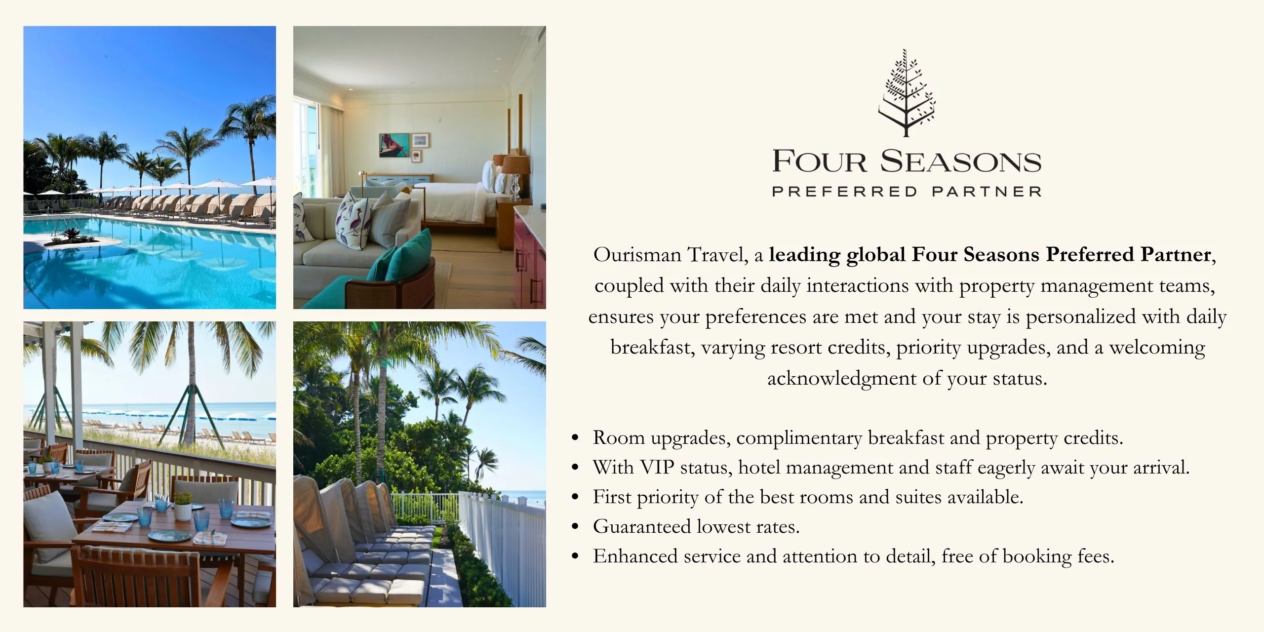 Four Seasons Preferred Partner amenities at Four Seasons Naples Beach Club