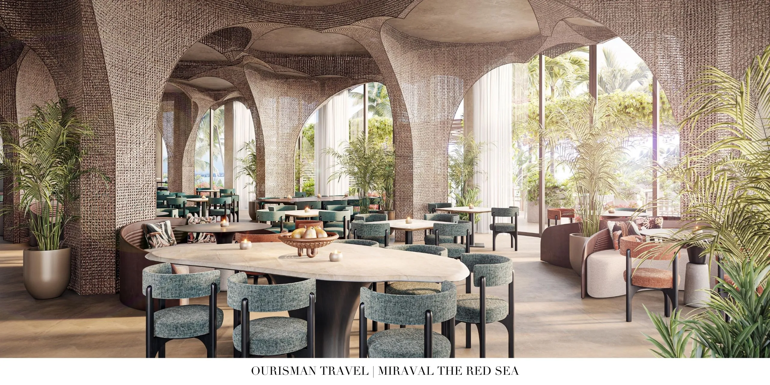 Evening dining ambiance with ocean backdrop at Miraval The Red Sea