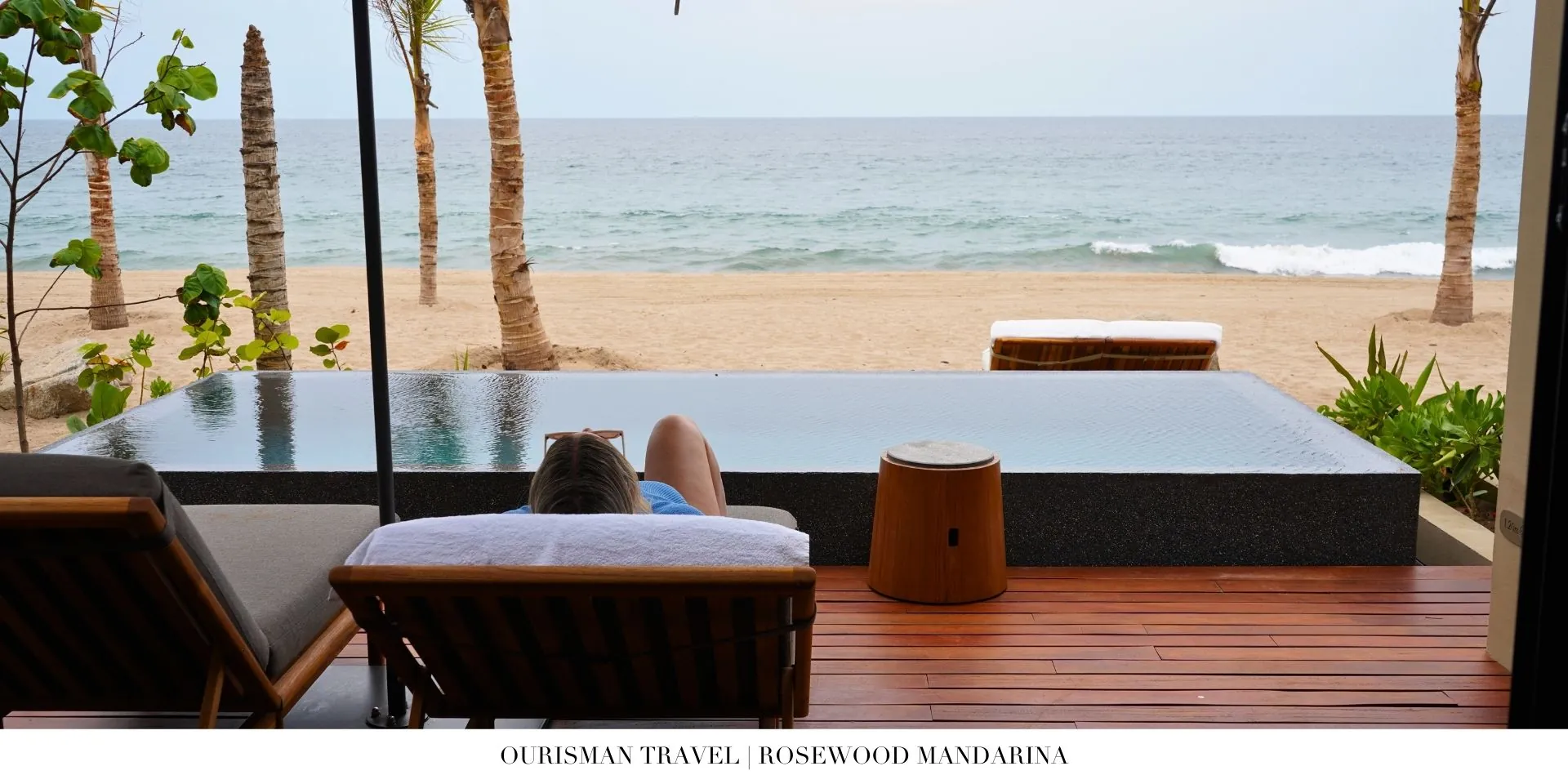 Luxury cliffside suite at Rosewood Mandarina with private terrace overlooking the Pacific Ocean